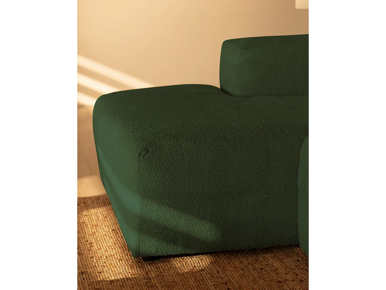 Divano curvo 3 moduli CHL sinistra in bouclé verde 320x172cm