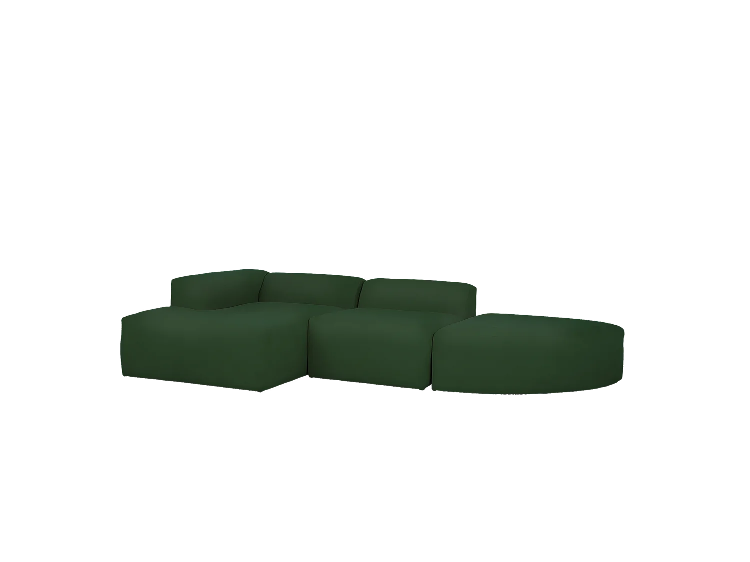 Sofá de 3 módulos curvo con chaise longue izquierdo bouclé verde 320x70x172cm - BERTA - DECOWOOD