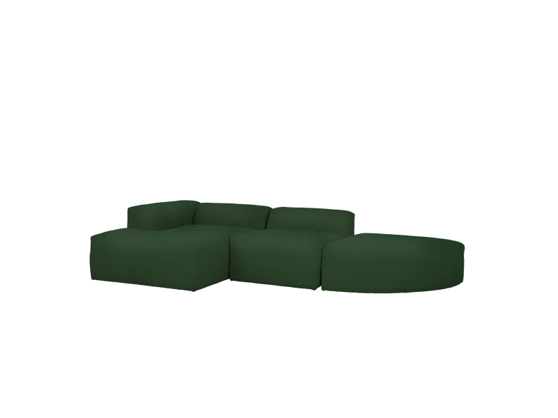 Divano curvo 3 moduli CHL sinistra in bouclé verde 320x172cm