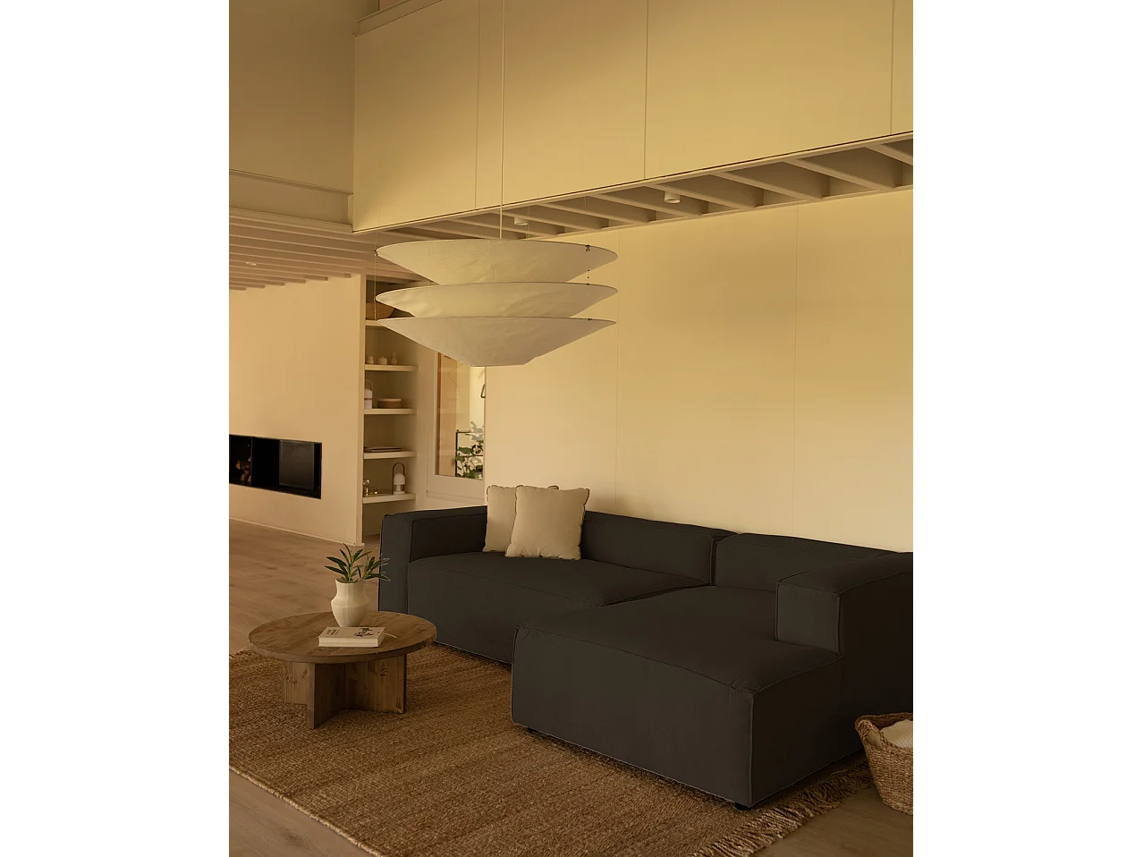 Divano 3 posti CHL destra velluto a coste grigio scuro 250x175cm