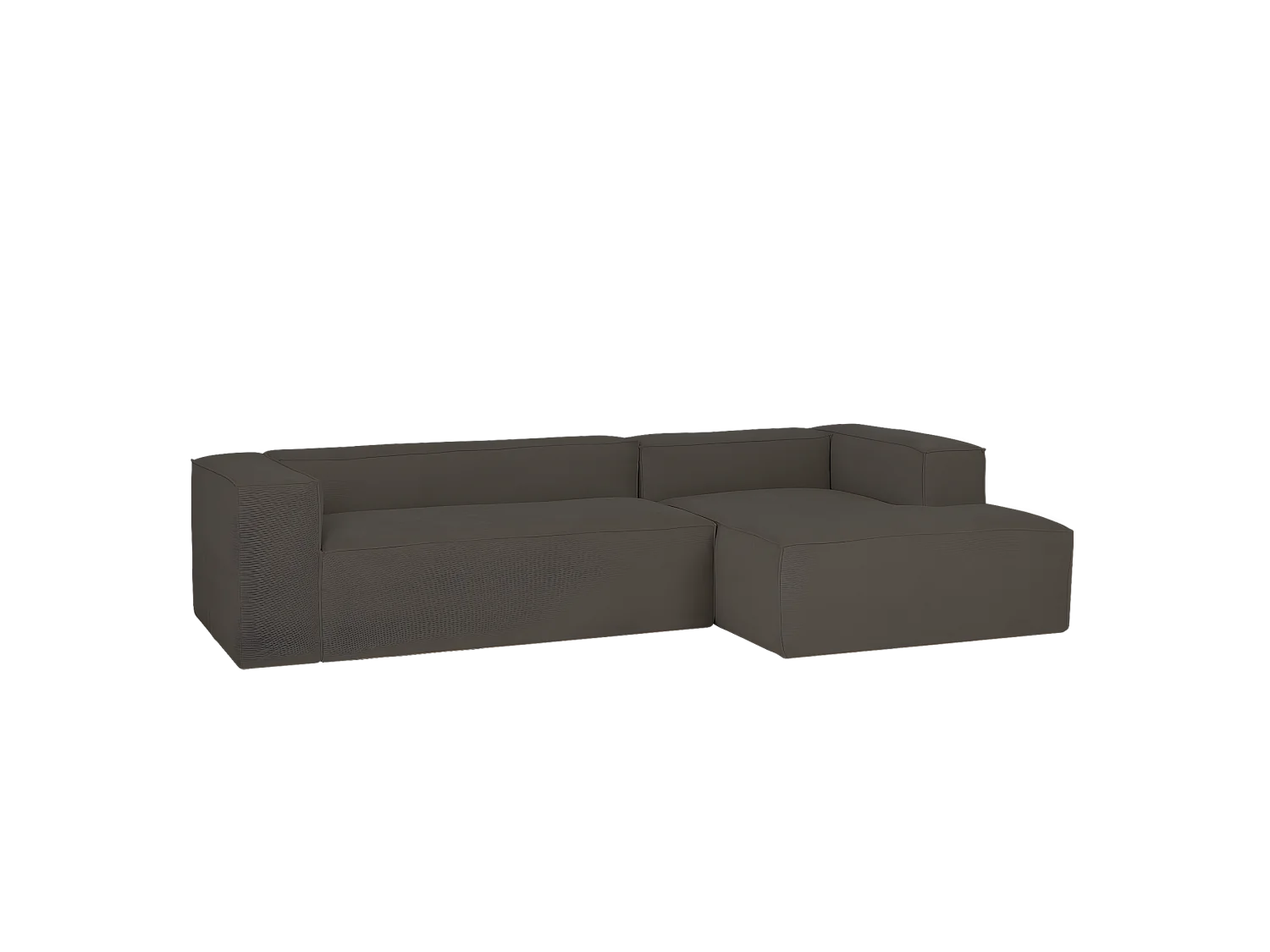 Sofá de 2 plazas con chaise longue derecho de pana gris oscuro 250x70x175cm - LOLA - DECOWOOD