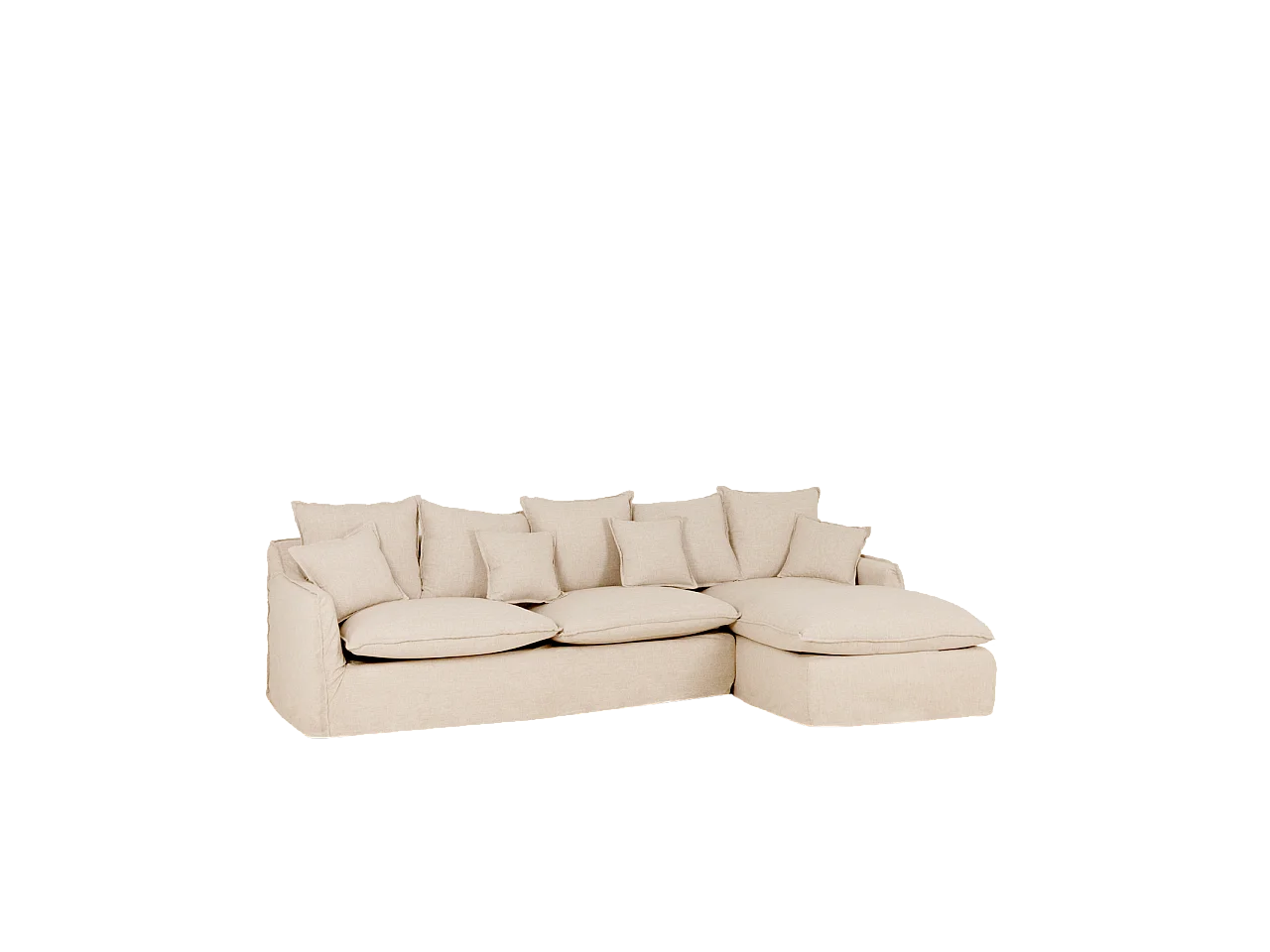 Sofá con chaise longue derecho desenfundable beige 4/5 plazas 310x95x170cm - MIA - DECOWOOD