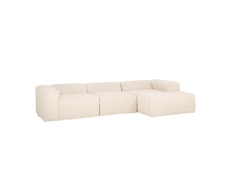 Divano a 3 moduli con CHL destra in bouclé bianco 330x172cm