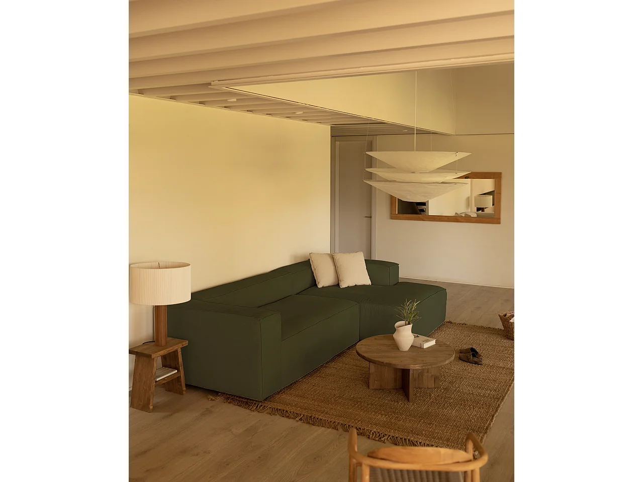 Divano 3 posti CHL destra velluto verde 250x175cm