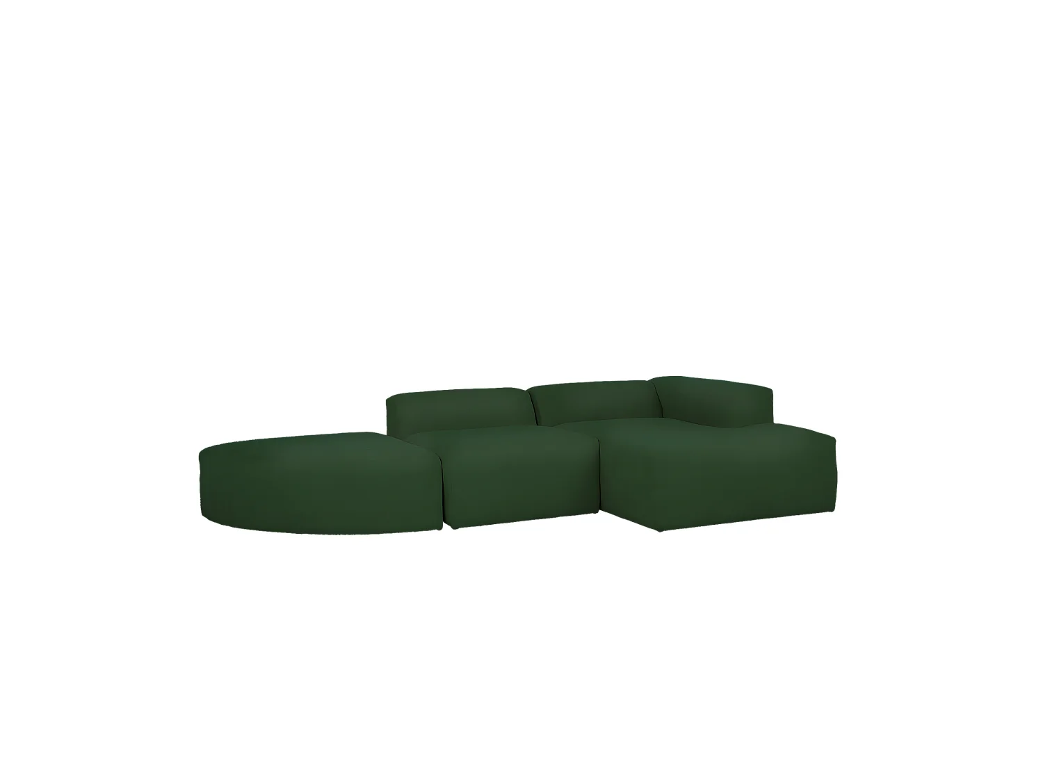 Canapé 5/6 places 3 modules courbe d'angle droit en bouclé vert