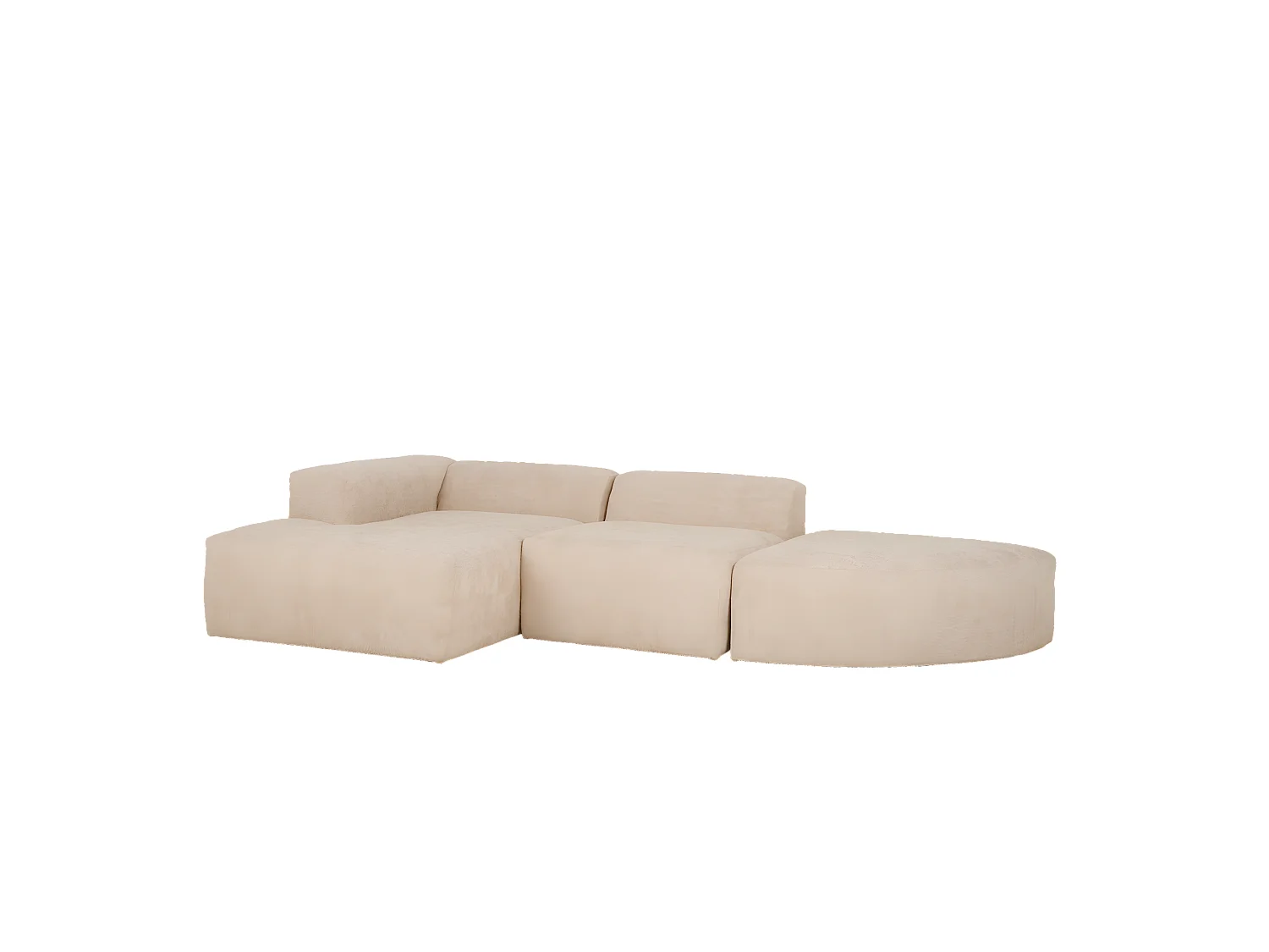 Sofá de 3 módulos curvo con chaise longue izquierdo bouclé beige 320x70x172cm - BERTA - DECOWOOD