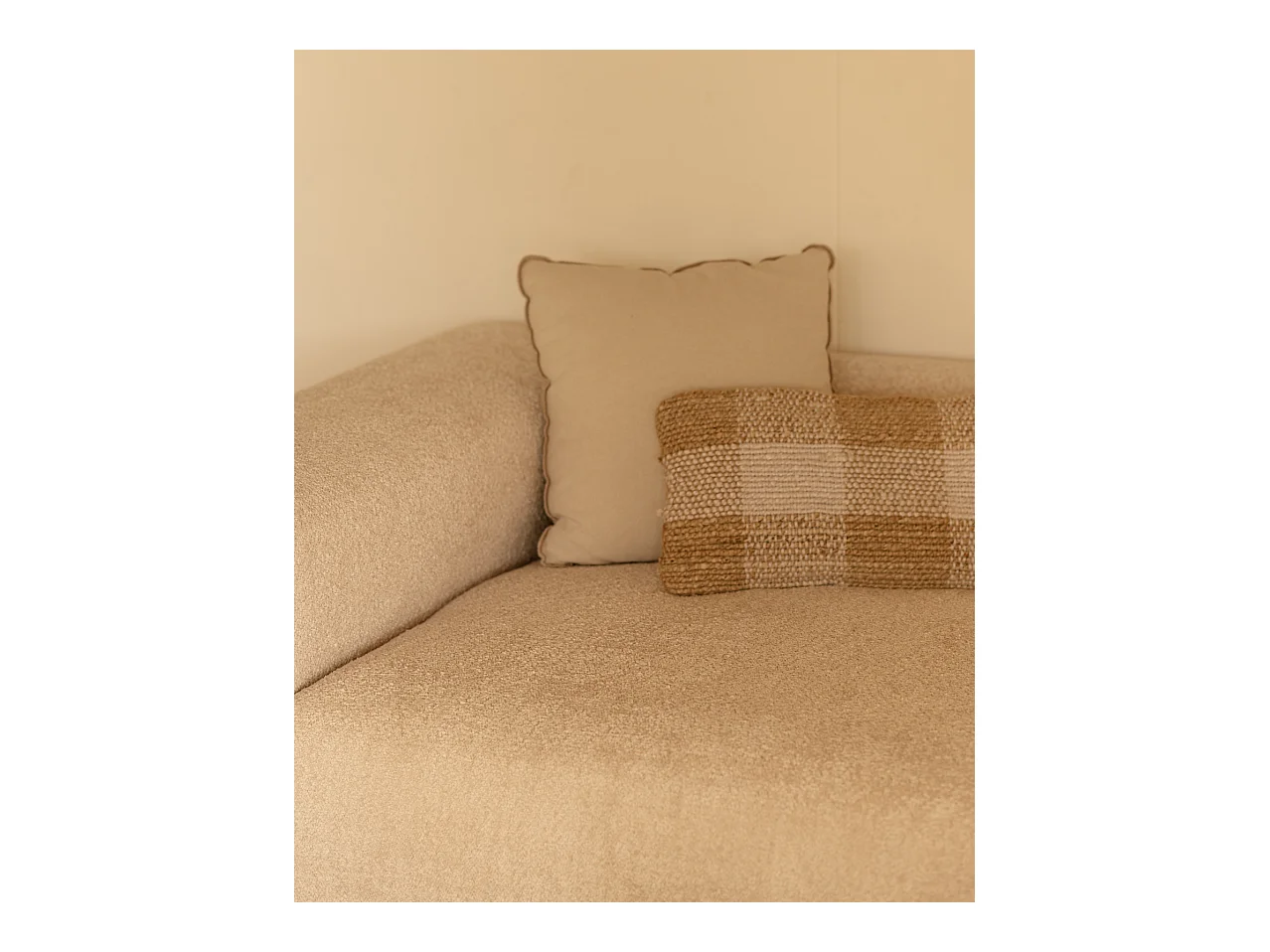 Canapé d'angle gauche 5/6 places 3 modules en beige