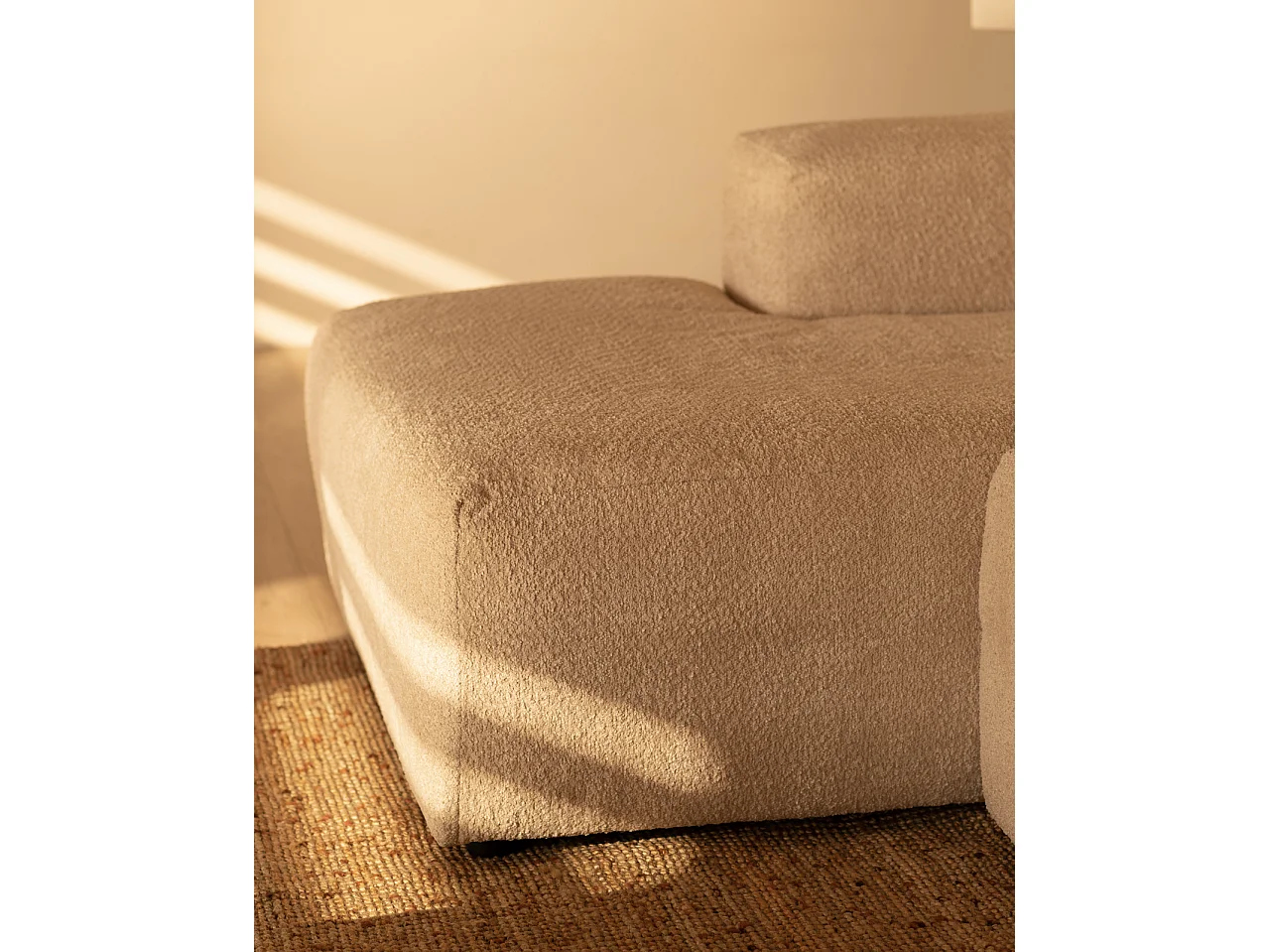 Divano curvo 3 moduli CHL sinistra in bouclé colore beige 320x172cm