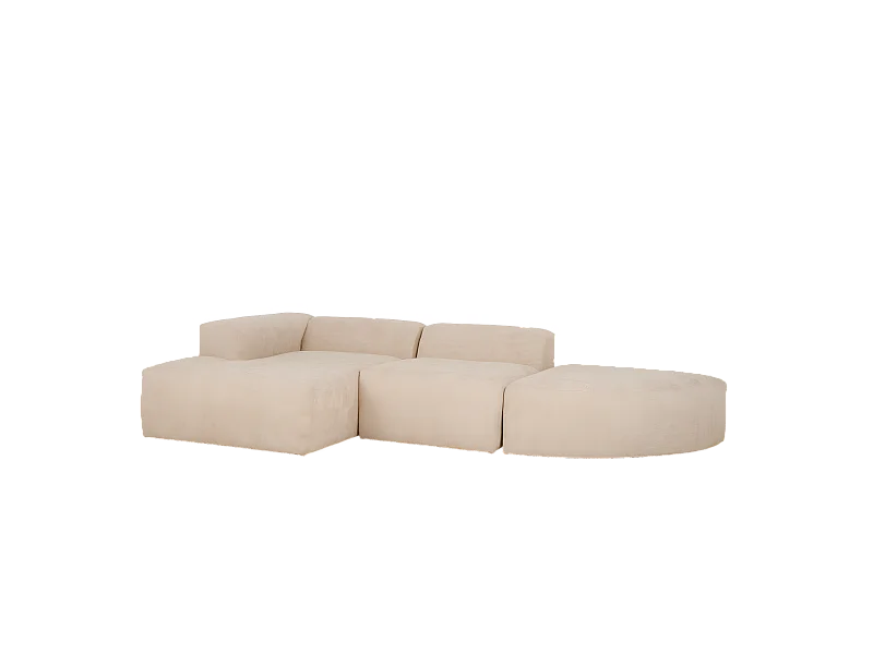 Divano curvo 3 moduli CHL sinistra in bouclé colore beige 320x172cm