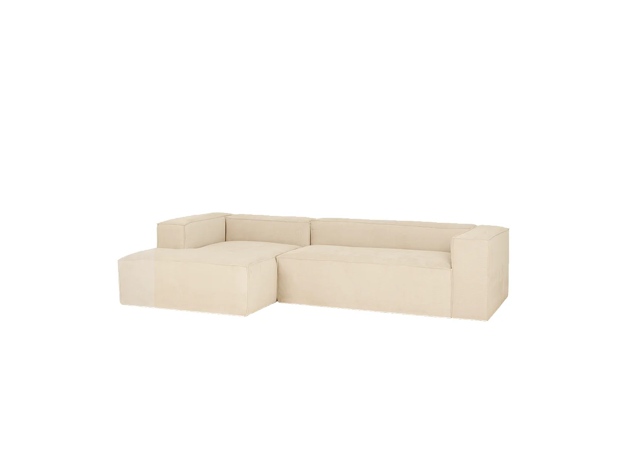 Canapé 4/5 places avec chaise longue d'angle gauche en blanc cassé