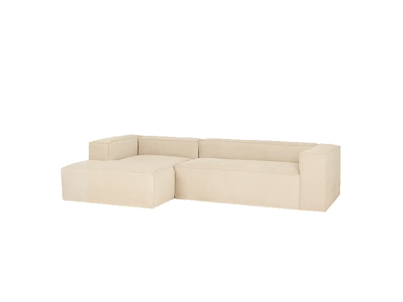 Divano 4/5 posti CHL sinistra velluto  coste bianco sporco 300x175cm