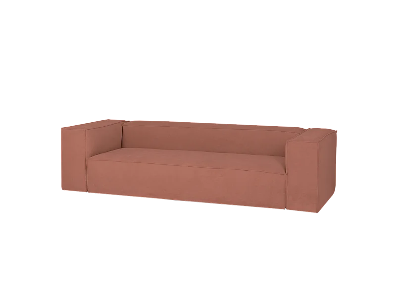 Sofá de 4 plazas de pana color coral 260x70x110cm - LOLA - DECOWOOD