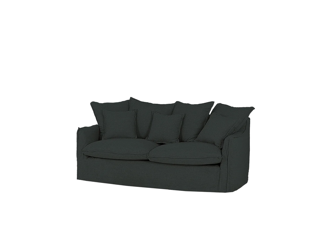 Sofá de 3 plazas de algodón y lino desenfundable color azul 190x95x100cm - MIA - DECOWOOD