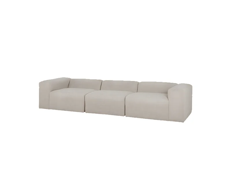 Sofá de 5/6 plazas de 3 módulos de bouclé color gris claro 330x70x110cm - BERTA - DECOWOOD