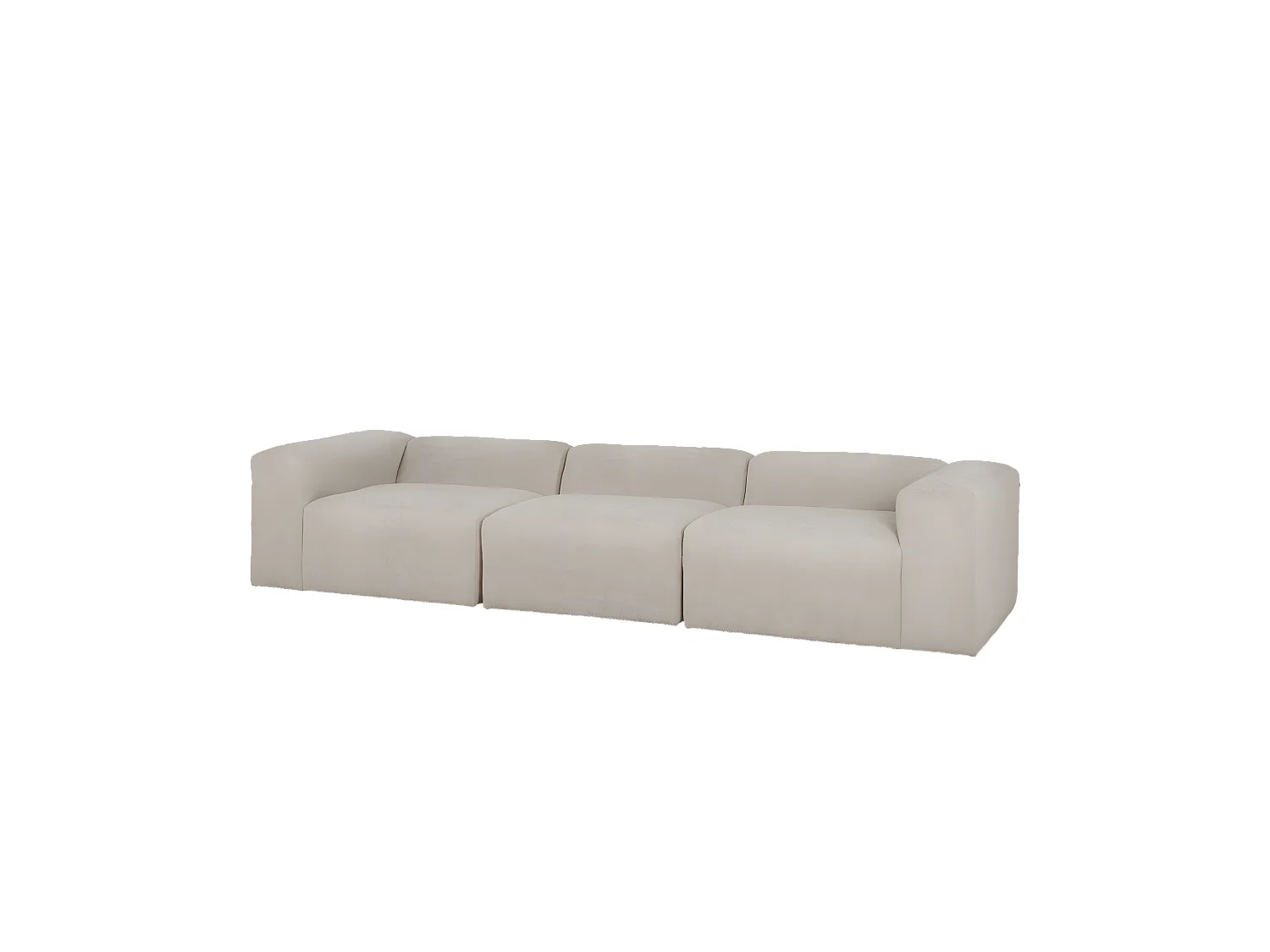 Sofá de 5/6 plazas de 3 módulos de bouclé color gris claro 330x70x110cm - BERTA - DECOWOOD