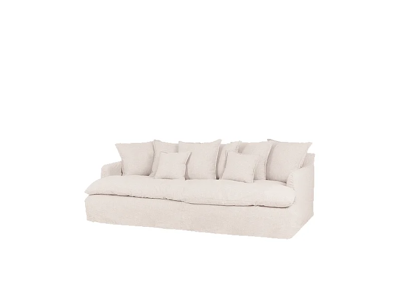 Sofá 2 plazas fondo medio de algodón y lino desenfundable blanco 200x95x130cm - MIA - DECOWOOD