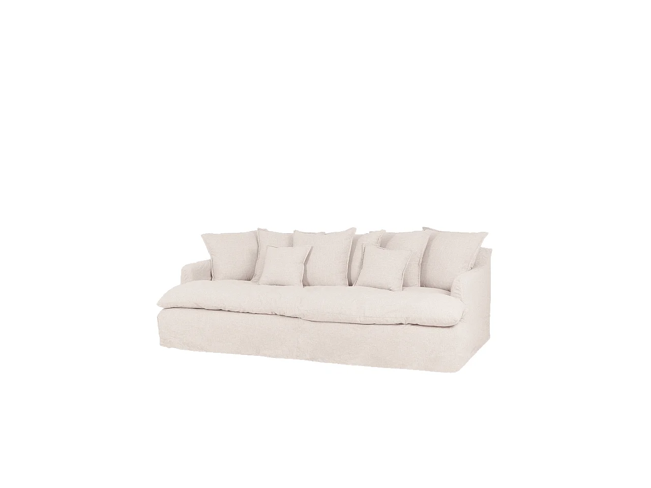 Sofá 2 plazas fondo medio de algodón y lino desenfundable blanco 200x95x130cm - MIA - DECOWOOD