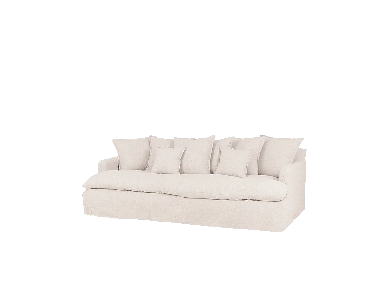 Sofá 2 plazas fondo medio de algodón y lino desenfundable blanco 200x95x130cm - MIA - DECOWOOD