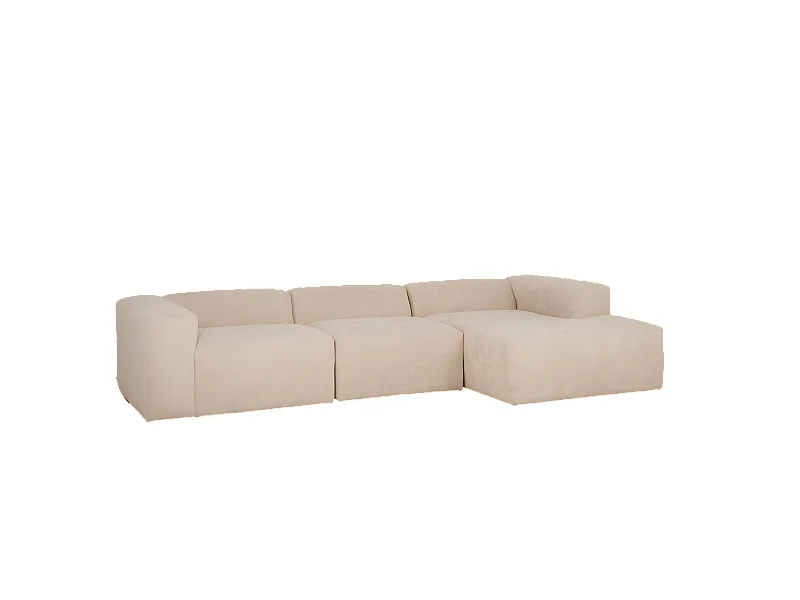 Divano a 3 moduli con CHL destra in bouclé colore beige 330x172cm