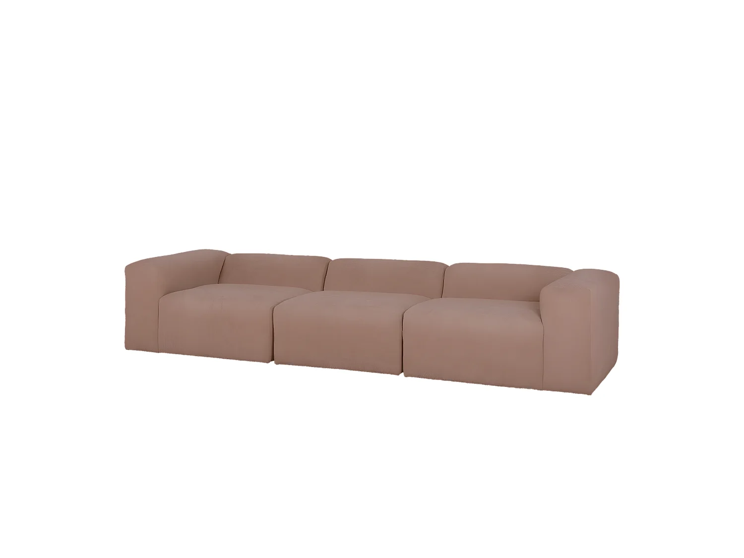 Divano a 3 moduli in bouclé rosa 330x110cm