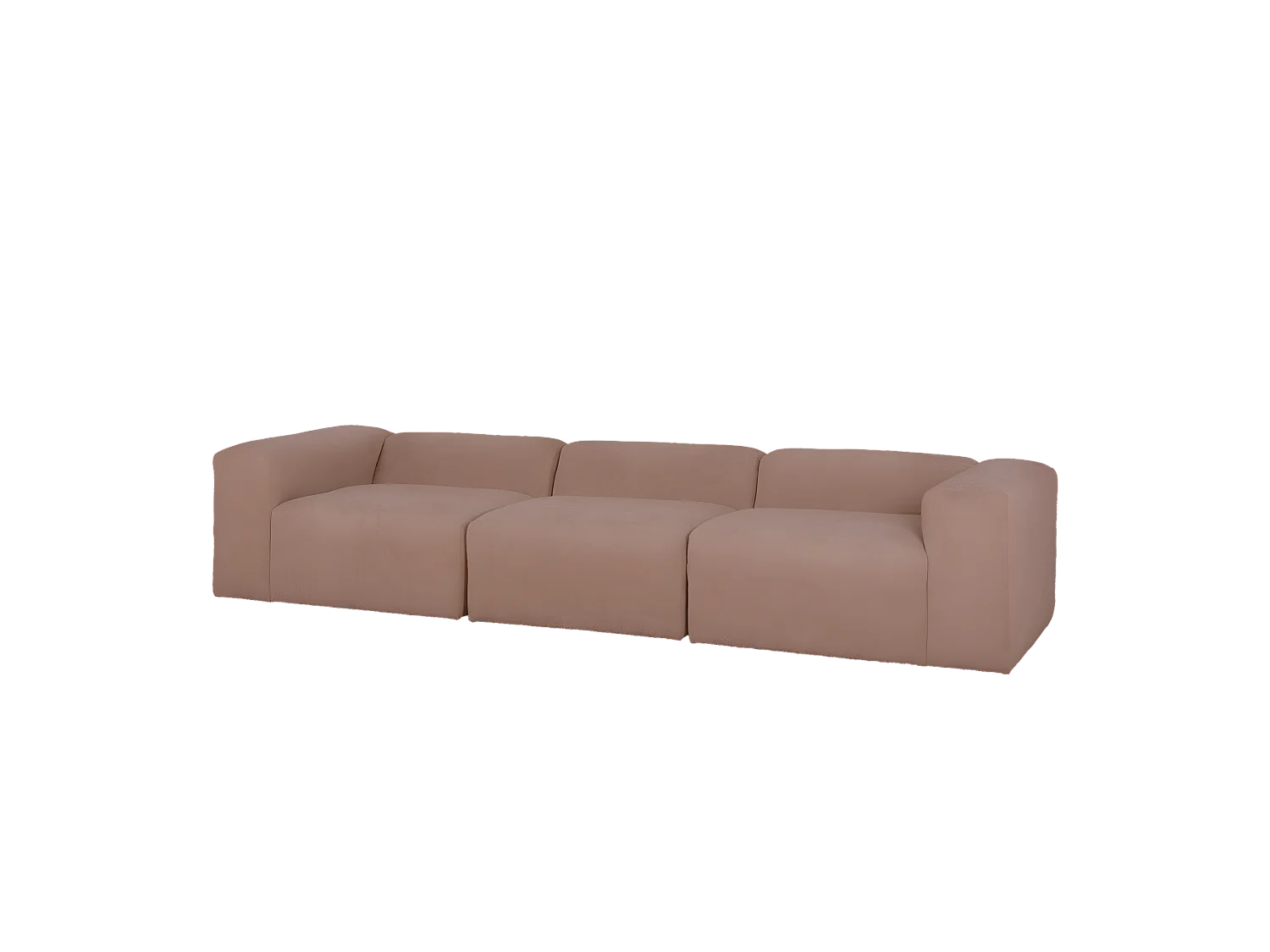 Sofá de 5/6 plazas de 3 módulos de bouclé color rosa 330x70x110cm - BERTA - DECOWOOD