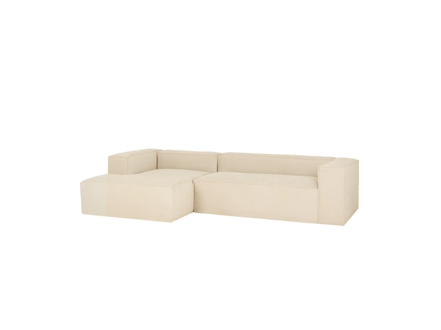 Canapé 2 places avec chaise longue d'angle gauche en blanc cassé