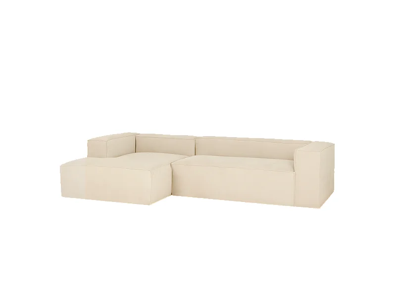 Divano 3 posti CHL sinistra di velluto coste bianco sporco 250x175cm