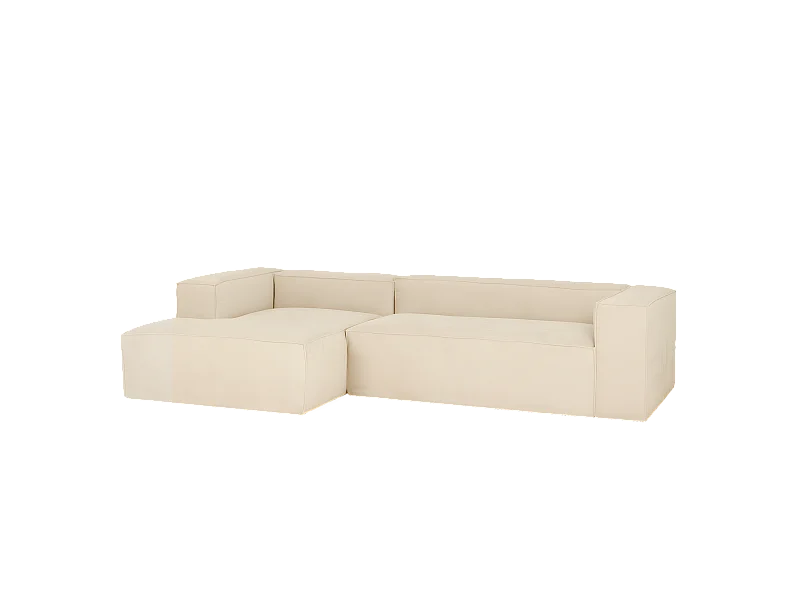 Canapé 2 places avec chaise longue d'angle gauche en blanc cassé