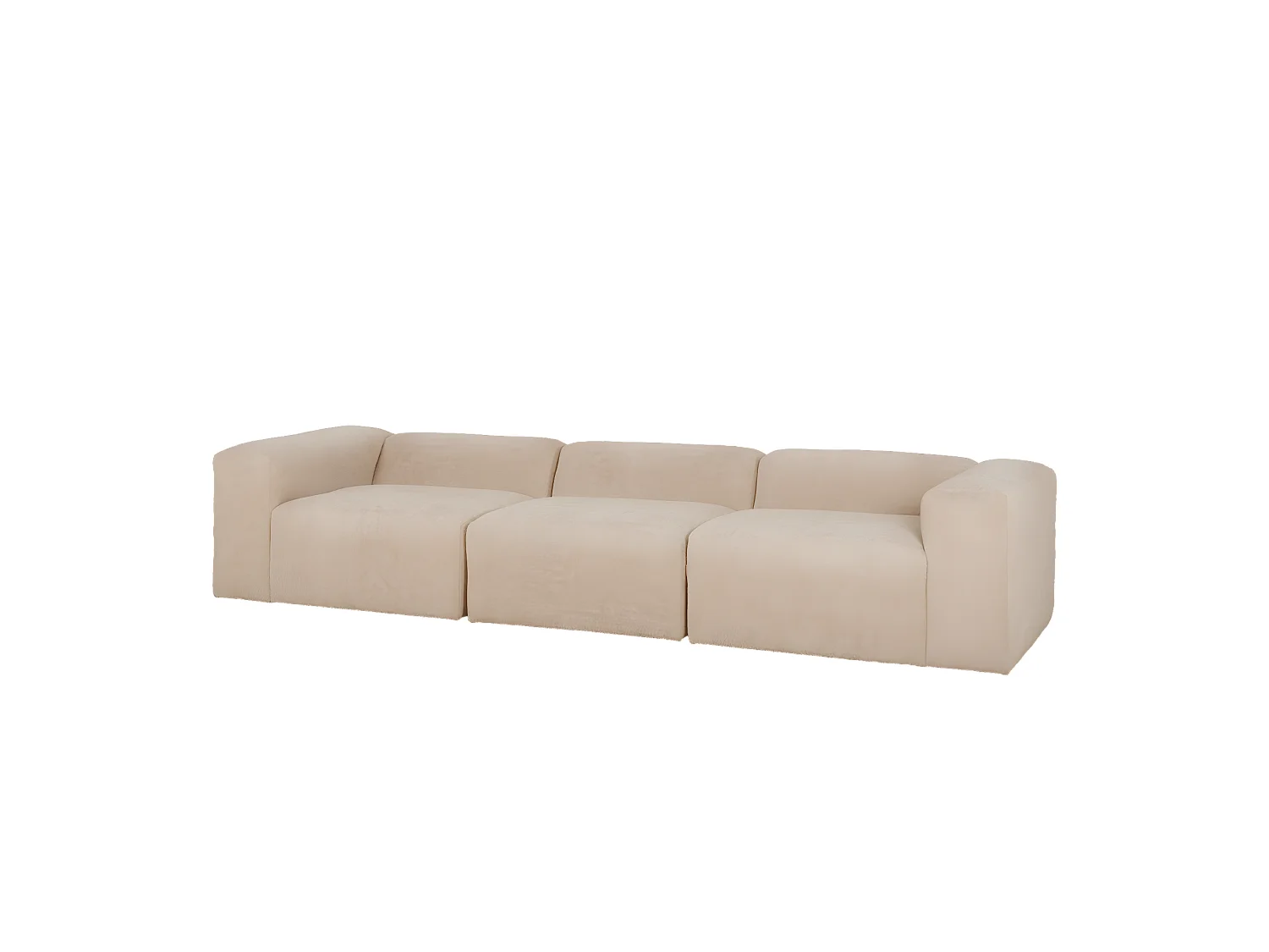 Sofá de 5/6 plazas de 3 módulos de bouclé color beige 330x70x110cm - BERTA - DECOWOOD