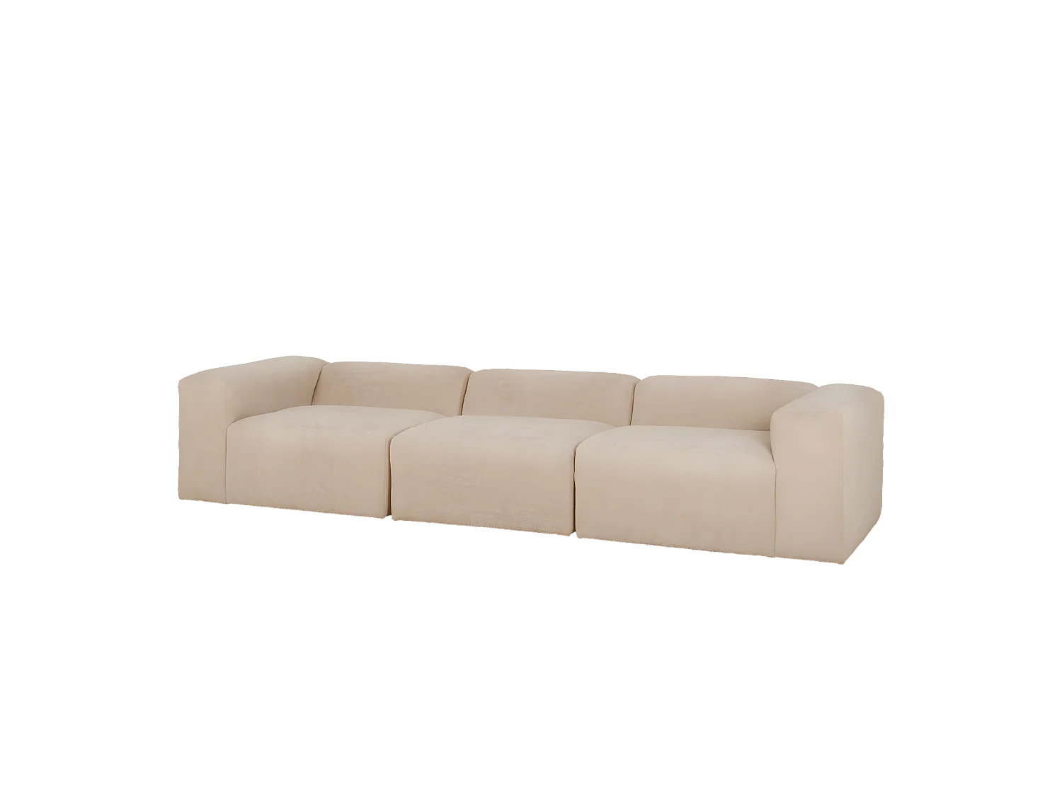 Sofá de 5/6 plazas de 3 módulos de bouclé color beige 330x70x110cm - BERTA - DECOWOOD