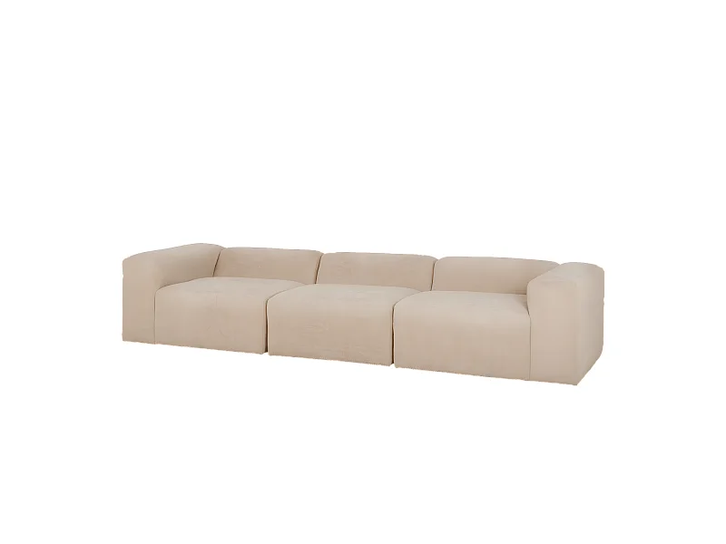 Divano a 3 moduli in bouclé colore beige 330x110cm