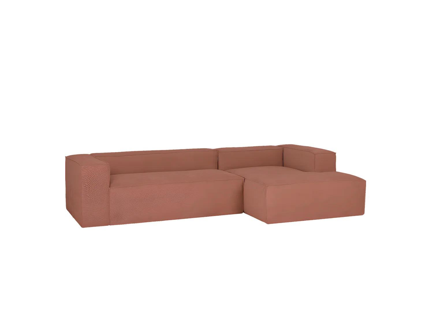 Sofá de 2 plazas con chaise longue derecho de pana coral 250x70x175cm - LOLA - DECOWOOD