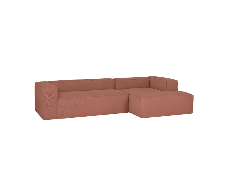 Divano 3 posti CHL destra velluto a coste corallo 250x175cm