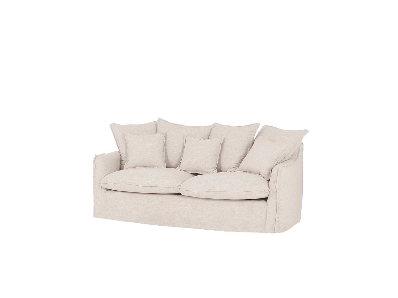 Sofá de 3/4 plazas de algodón y lino desenfundable color blanco 220x95x100cm - MIA - DECOWOOD