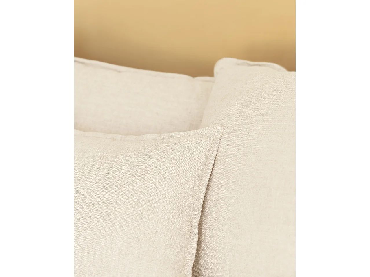 Sofá de 3/4 plazas de algodón y lino desenfundable color blanco 220x95x100cm - MIA - DECOWOOD