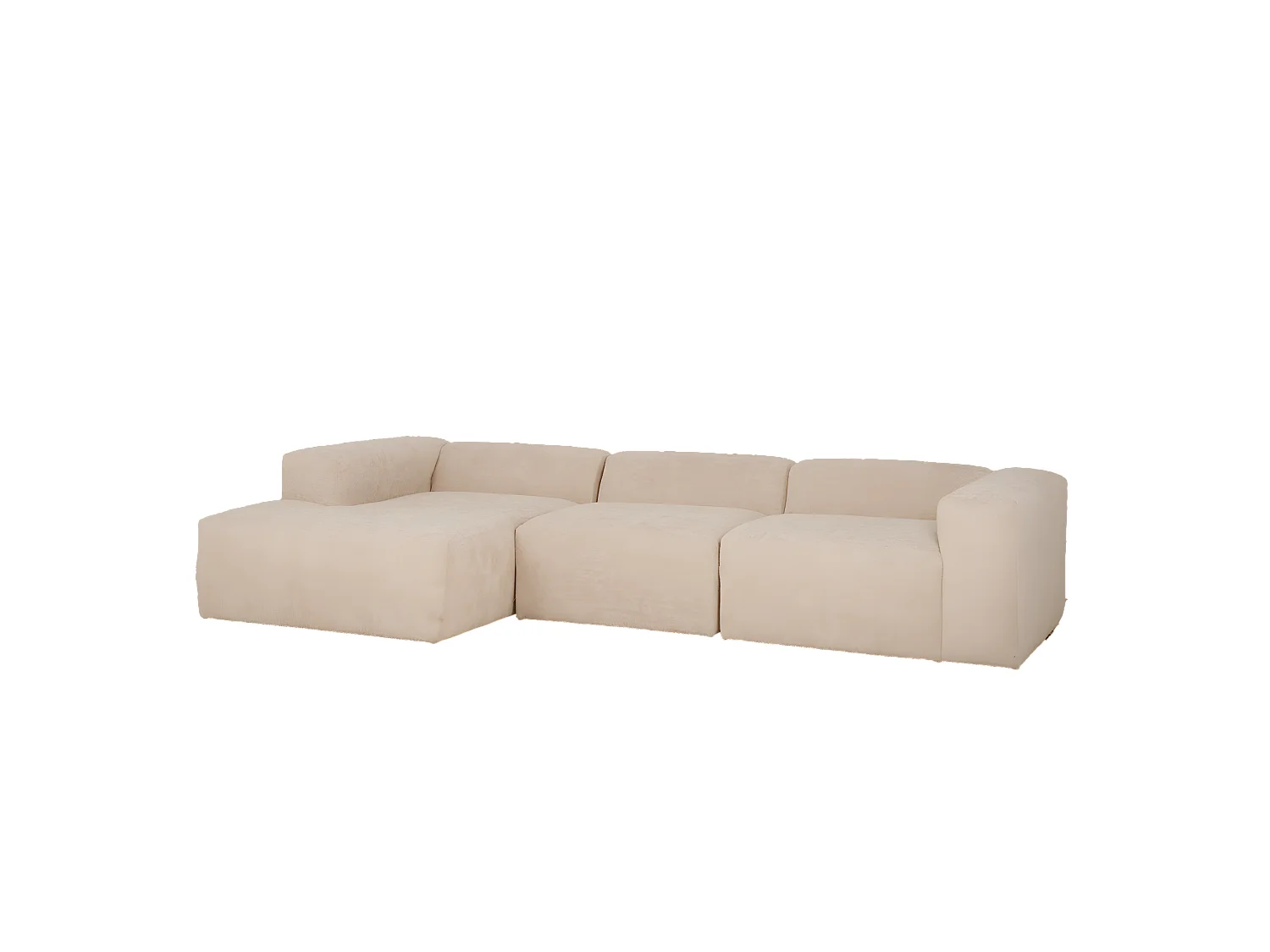 Divano a 3 moduli con CHL sinistra in bouclé beige 330x172cm