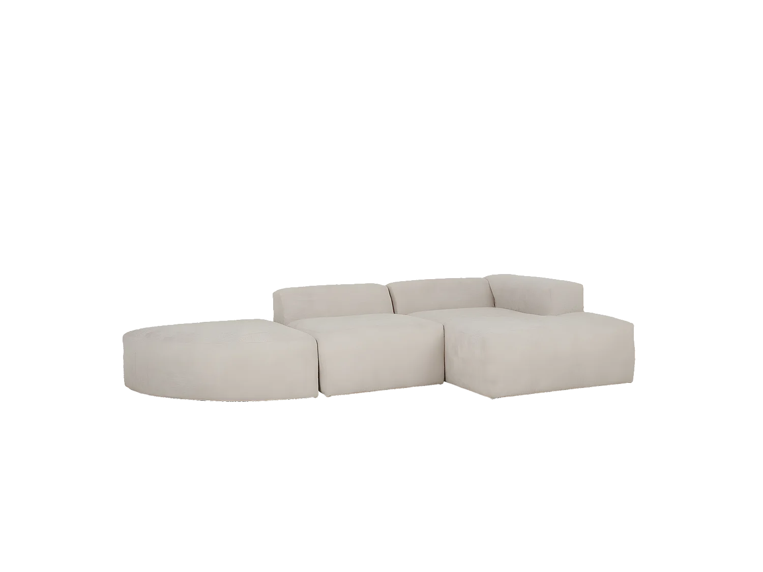 Sofá de 3 módulos curvo con chaise longue derecho bouclé gris claro 320x70x172cm - BERTA - DECOWOOD