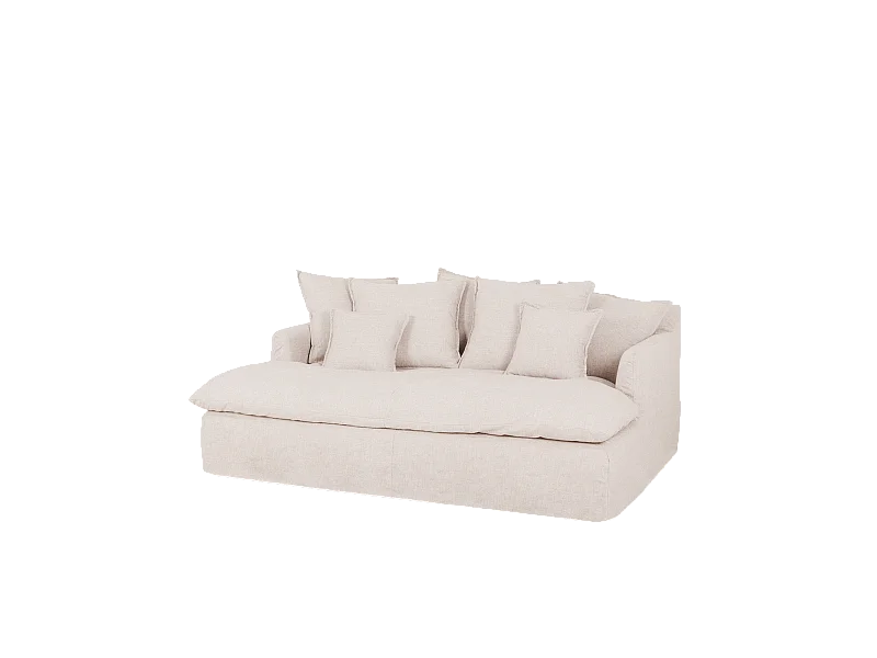 Sofá 2/3 plazas fondo largo de algodón y lino desenfundable blanco 250x95x170cm - MIA - DECOWOOD