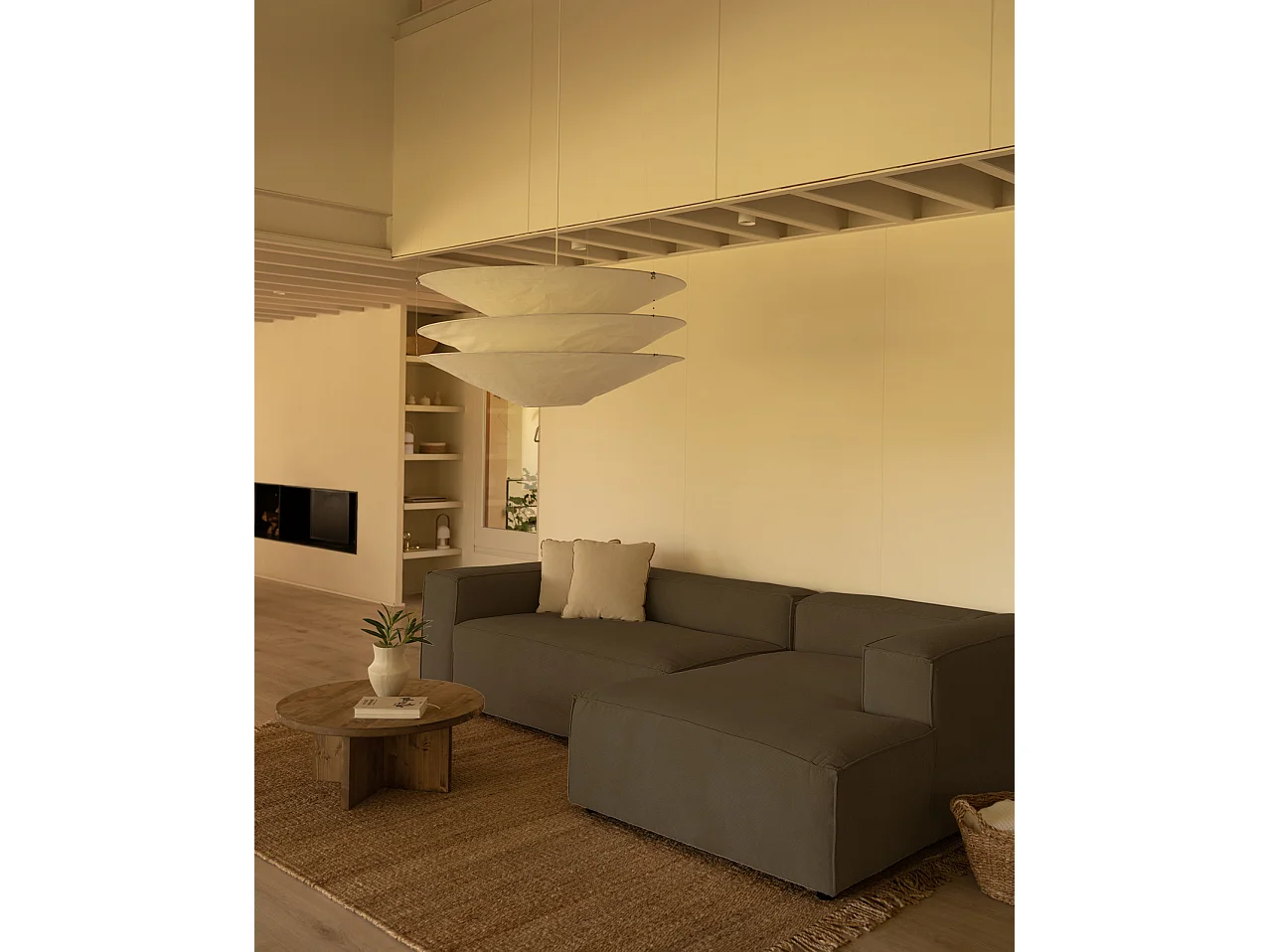 Sofá de 2 plazas con chaise longue derecho de pana marrón topo 250x70x175cm - LOLA - DECOWOOD