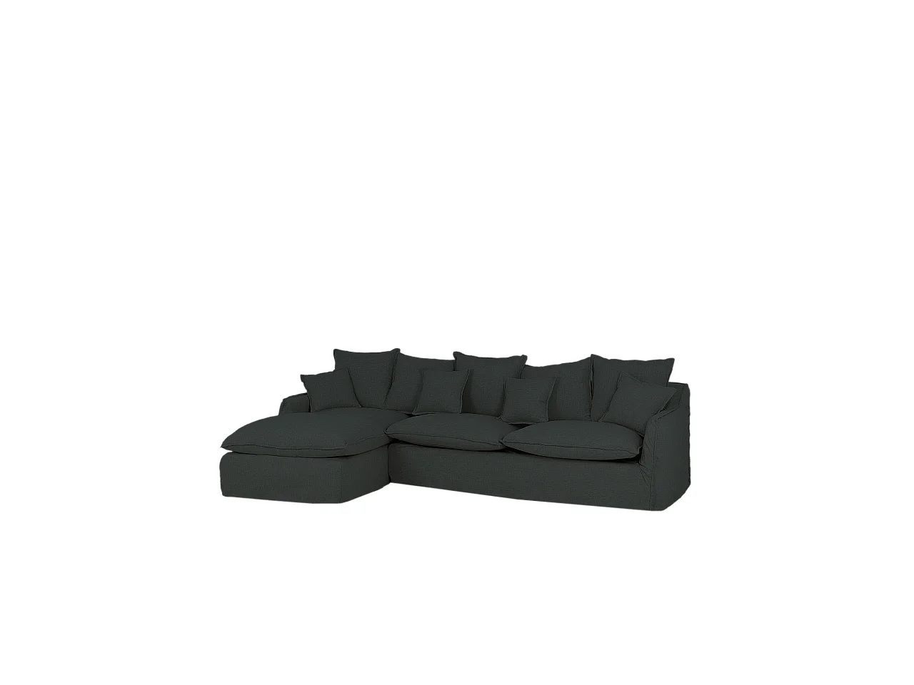 Sofá con chaise longue izquierdo desenfundable azul 4/5 plazas 310x95x170cm - MIA - DECOWOOD