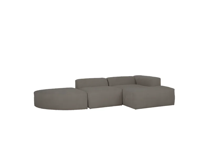 Sofá de 3 módulos curvo con chaise longue derecho bouclé gris oscuro 320x70x172cm - BERTA - DECOWOOD