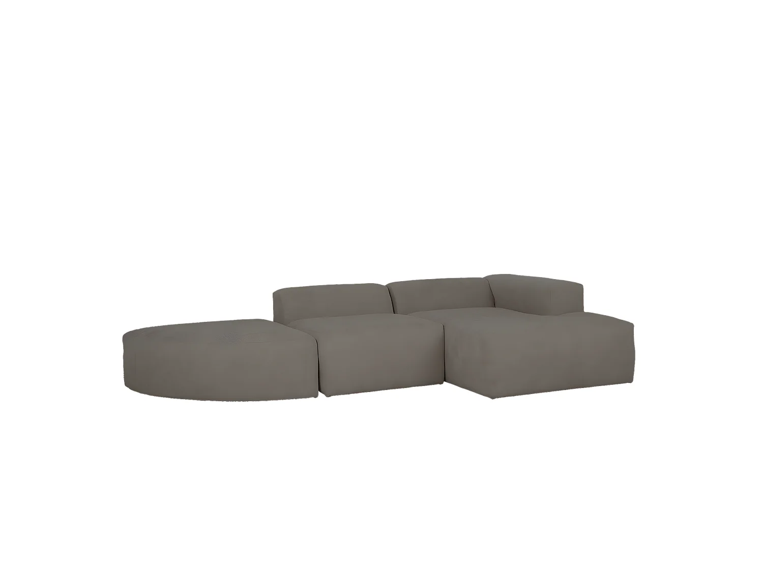 Divano curvo a 3 moduli con CHL destra bouclé grigio scuro 320x172cm