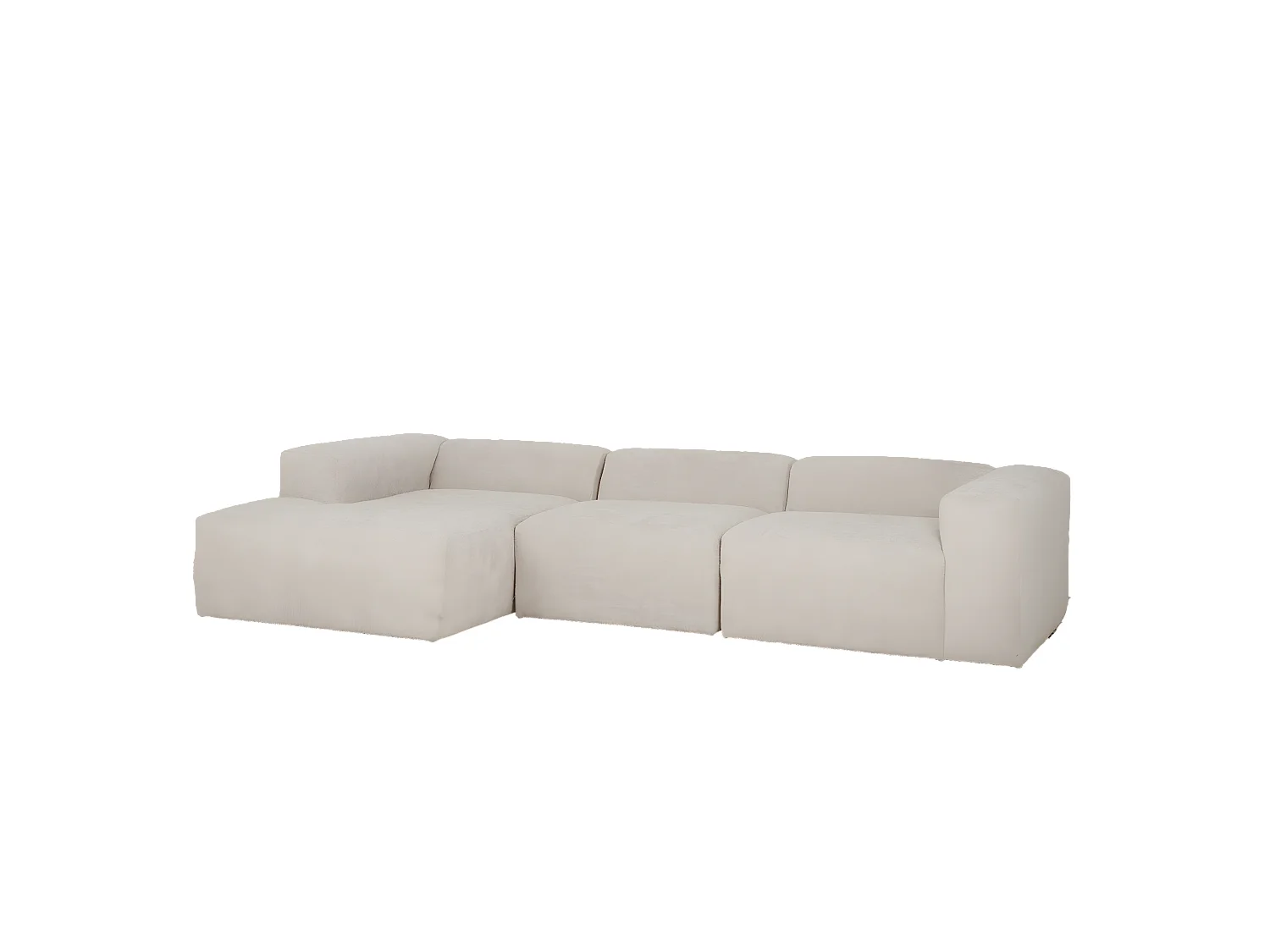 Divano a 3 moduli con CHL sinistra in bouclé grigio chiaro 330x172cm