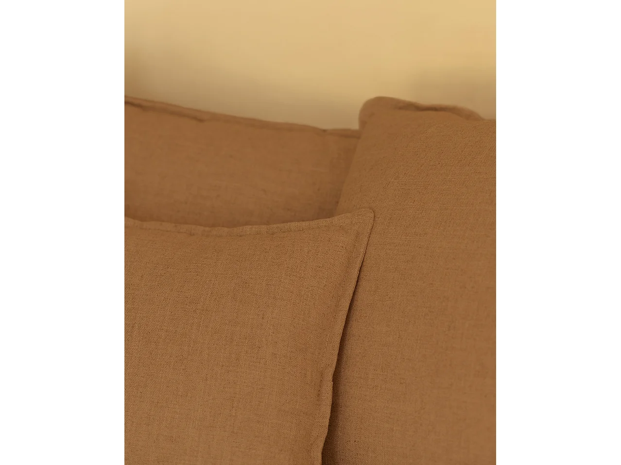 Canapé 3/4 places en coton et lin déhoussable couleur tuile