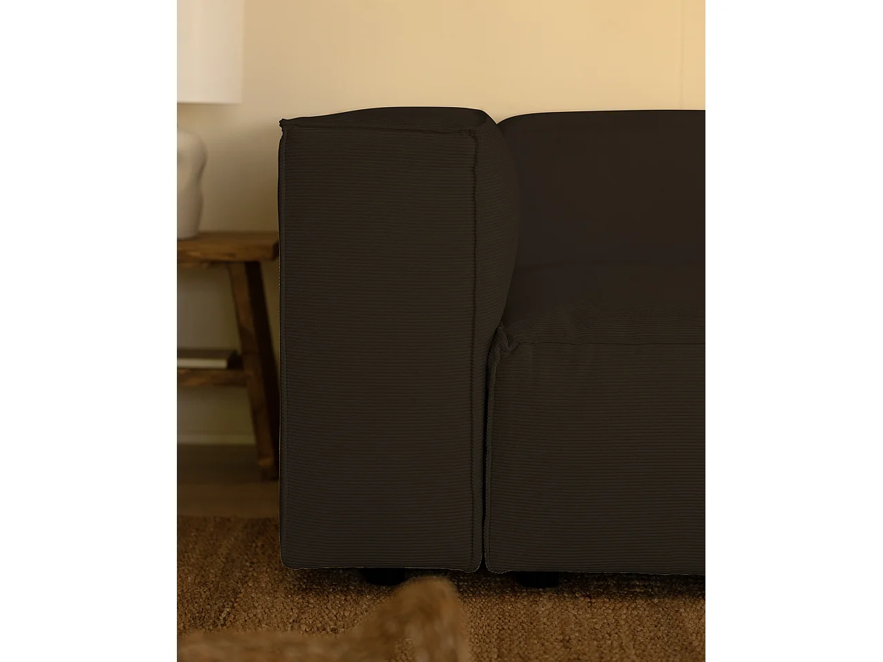 Divano 3/4 posti in velluto a coste colore grigio scuro 210x110cm