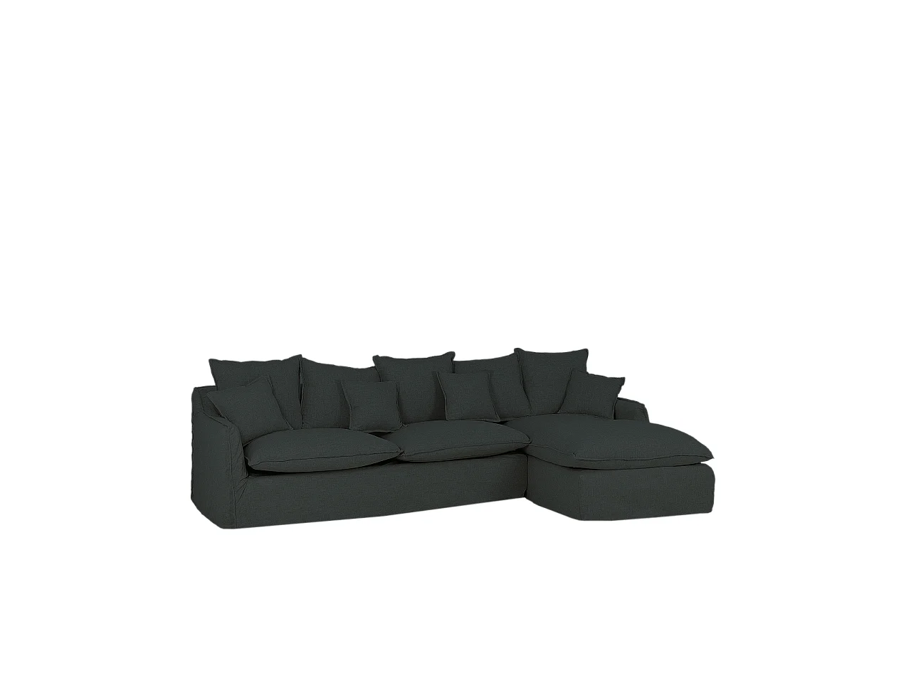 Sofá con chaise longue derecho desenfundable azul 3 plazas 278x95x170cm - MIA - DECOWOOD