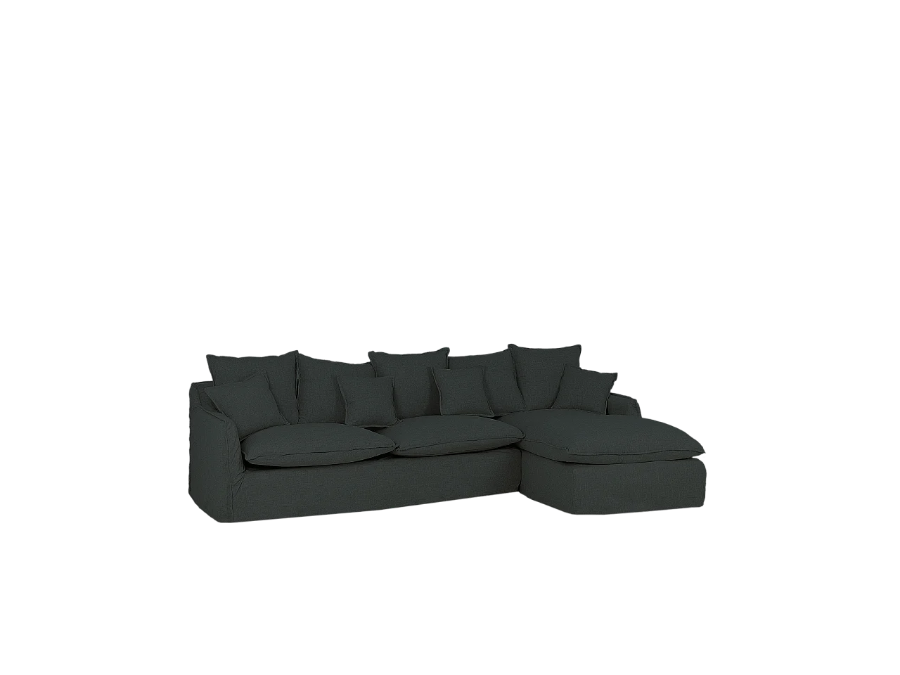 Sofá con chaise longue derecho desenfundable azul 3 plazas 278x95x170cm - MIA - DECOWOOD