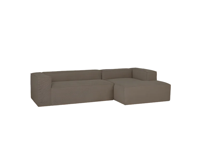 Sofá de 4/5 plazas con chaise longue derecho de pana marrón topo 300x70x175cm - LOLA - DECOWOOD