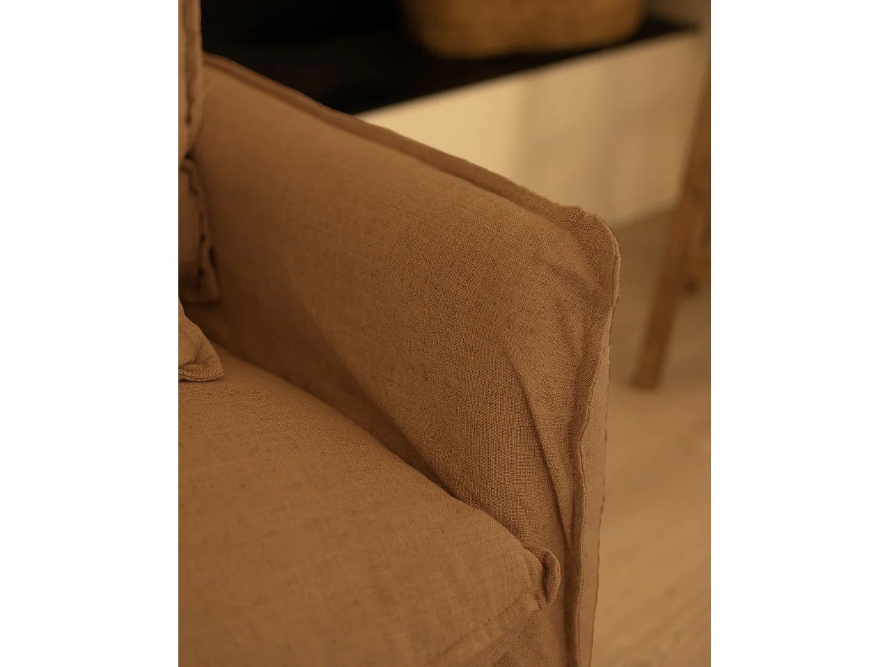 Sofá con chaise longue izquierdo desenfundable teja 3 plazas 278x95x170cm - MIA - DECOWOOD