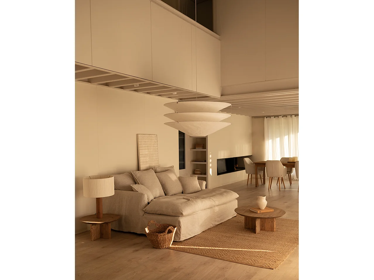 Sofá 2/3 plazas fondo largo de algodón y lino desenfundable beige 250x95x170cm - MIA - DECOWOOD